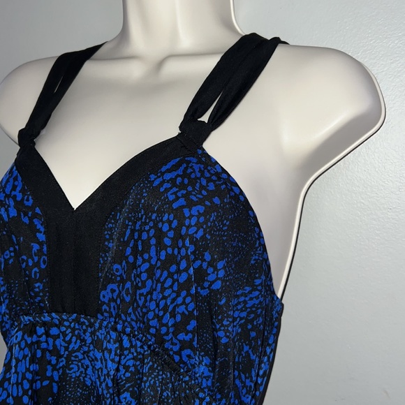 Express Women Blue & Black Casual Maxi Dress with Strappy Back Detail Medium - Picture 11 of 13